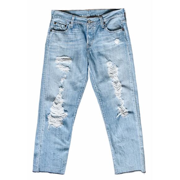 Vintage Levi's 501 Little "e" Straight Leg Distressed Jeans Raw Hem Size 25 - Picture 1 of 15